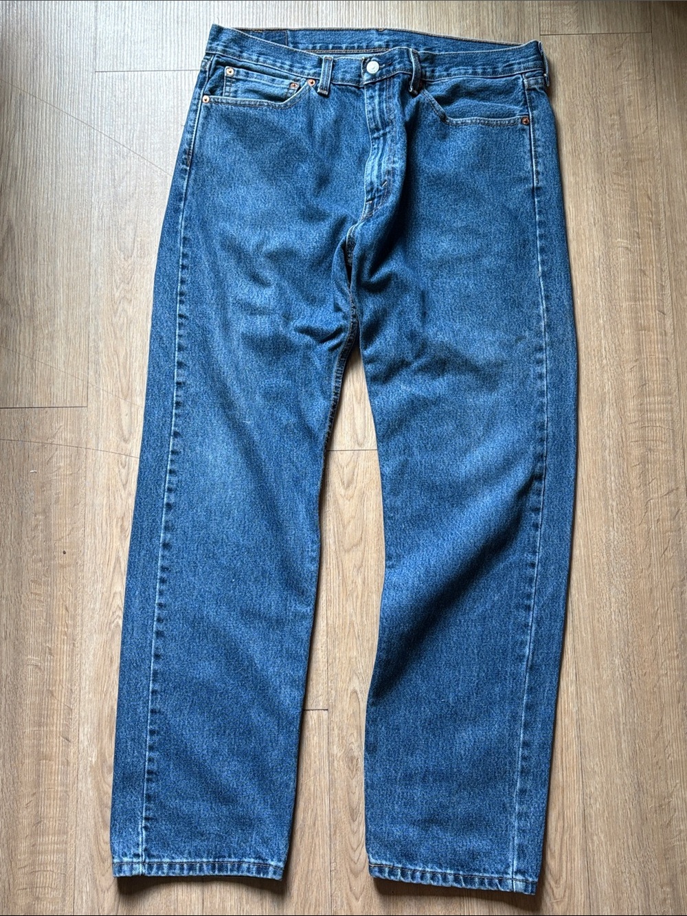 Straight Fit Men's Jeans in Mid Blue Denim
